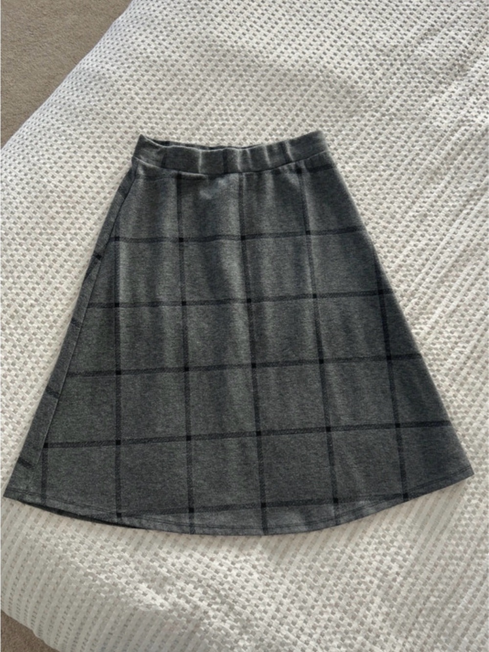 Gray Windowpane A-Line Skirt